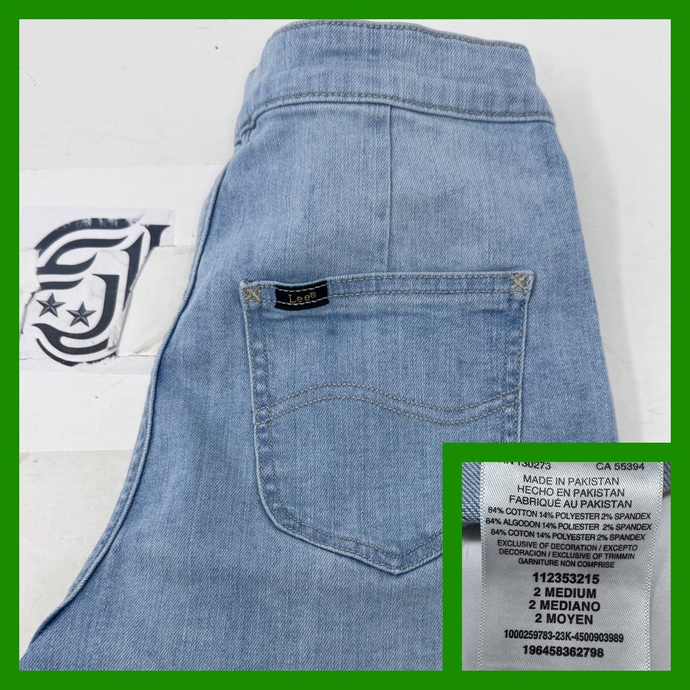 Lee Denim Shorts Women‎ 2 Light Blue High Rise Double Zip Stretch Casual